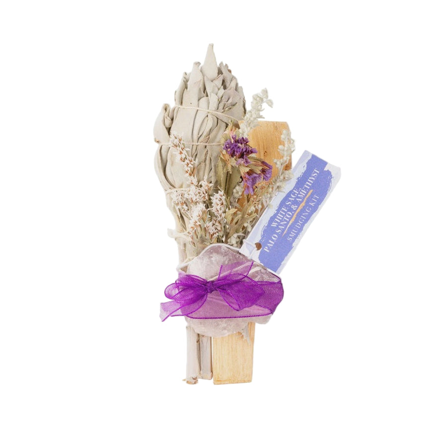 Sage Bundle with Palo Santo Dried Flowers and Amethyst