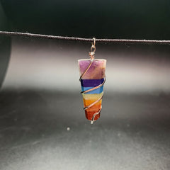 Wire Wrapped Bonded Chakra Stone Pendant