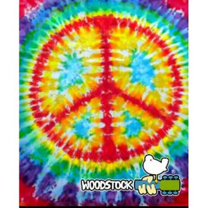 Woodstock Peaces Sign Tie Dye Throw Fleece Blanket