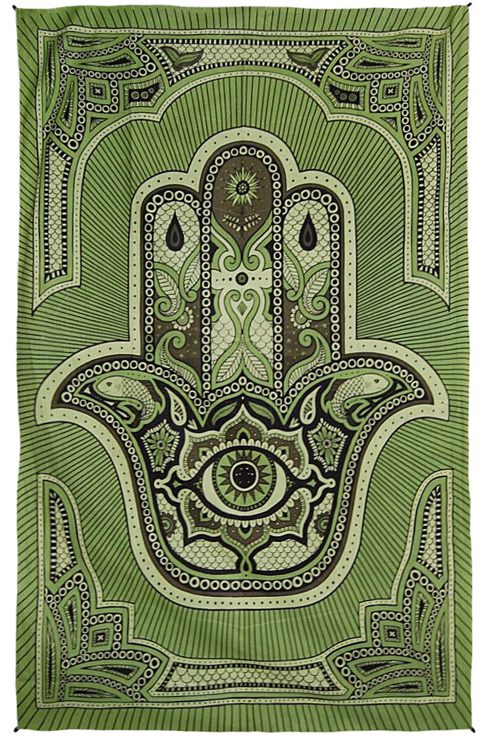 Zest For Life Hamsa Hand Tapestry 52x80" Green